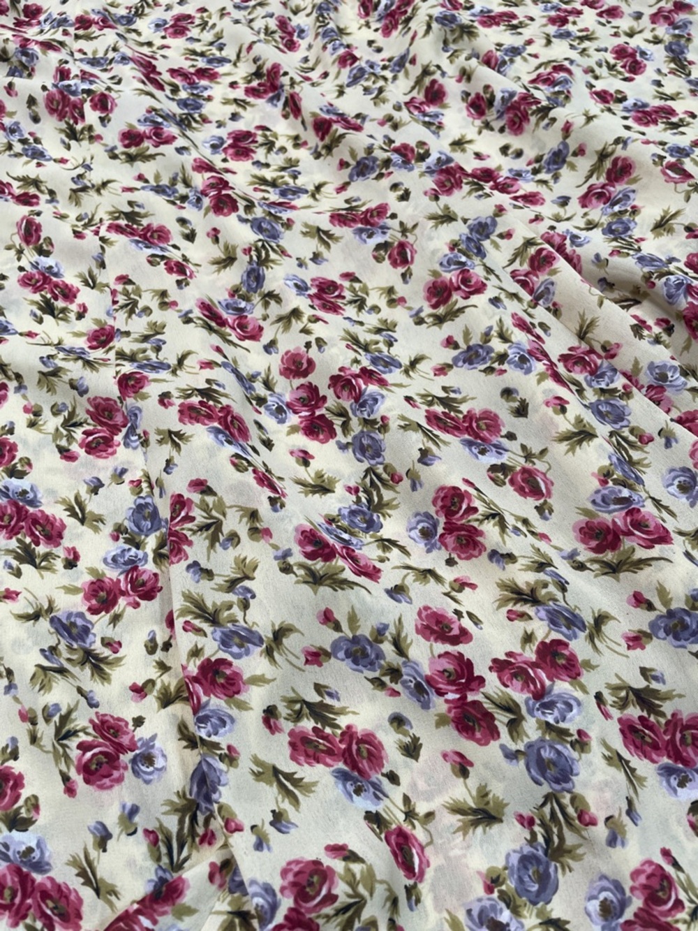 Women’s Vintage G•S•L Cream/Off White Purple Pink Floral Full Maxi Skirt Size 7 - Picture 8 of 11